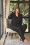 Women's Plus Size Suede Fabric Button Front Stylish Pajama Set