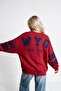 Women's Oversize Sweatshirt Wyo Ny Printed Red – Crew Neck, 3 Thread Rastering - 4