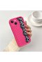 iPhone 15 Plus Compatible Pink Red Silicone Case Shockproof Camera Protection Dotted Lace Pattern - 3