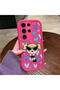 Samsung Galaxy S23 Ultra Compatible Pink Red Silicone Case Shockproof Camera Protection Heart Powerpuff Girls Patterned
