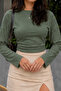 Khaki Off-Shoulder Fitted Basic Crop Top - 5