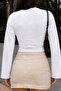 White Off-Shoulder Fitted Basic Crop Top - 6