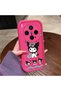 Vivo X300 Compatible Pink Red Silicone Case Shockproof Camera Protection Kuromi Bow Pattern