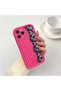 iPhone 13 Pro Max Compatible Pink Red Silicone Case Shockproof Camera Protection Dotted Lace Pattern - 2