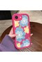 iPhone 16E Compatible Pink Red Silicone Case Shockproof Camera Protection Floral Pattern