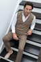 Men's Buttoned Mink Vest with Thessaloniki Knit Pockets Classic Pattern - 5550L - 5