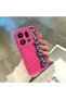 Oppo Find X9 Pro Compatible Pink Red Silicone Case Shockproof Camera Protection Dotted Lace Pattern - 4