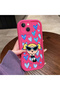 iPhone 15 Compatible Pink Red Silicone Case Shockproof Camera Protection Heart Powerpuff Girls Patterned