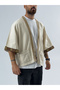 Wicker Detailed Design Ecru Men's Kimono Coc3448