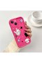 حافظة سيليكون باللون الأحمر الوردي متوافقة مع هاتف iPhone 15 Plus، مقاومة للصدمات، حماية للكاميرا، نمط القطة والنجمة - 3
