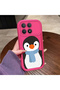 Poco F8 Pro Compatible Pink Red Silicone Case Shockproof Camera Protection Penguin Pattern