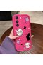 Samsung Galaxy S22 Compatible Pink Red Silicone Case Shockproof Camera Protection Cat and Star Pattern