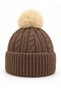 Women's Pompom Beanie, Knitted Patterned Folded Winter Beanie, Trendy Pompom Pinterest Beanie - 2