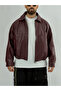 Burgundy Bomber Men's Leather Jacket Coc3471