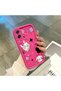 Samsung Galaxy A07 4g Compatible Pink Red Silicone Case Shockproof Camera Protection Cat and Star Pattern - 4