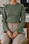 Khaki Crew Neck Basic Women's Top - 6