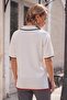 Ecru Polo Collar Short Sleeve Buttoned Thin Sequined Casual Long Back Knitwear Sweater 60 58 - 8