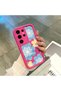 Samsung Galaxy S24 Ultra Compatible Pink Red Silicone Case Shockproof Camera Protection Flower Pattern - 4