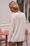 Ecru V-Neck Cuffed Sleeves Thin Sequined Casual Knitwear Sweater 70 60 - 8