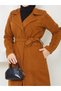 Women's 110 cm Length Unlined Cashmere Coat with Pocket and Belt Details - 7