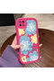 Realme C21 Compatible Pink Red Silicone Case Shockproof Camera Protection Flower Pattern
