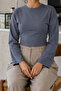 Smoked Crew Neck Basic Women's Top - 6