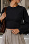 Black Crew Neck Basic Women's Top - 5