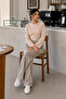 Beige Crew Neck Basic Women's Top - 2