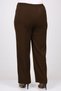 29021 Large Size Buttoned Waist Full Length Lycra Trousers - Brown - 5