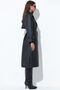 Faux Leather Belted Long Trench Coat - 2
