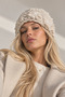 Hand Knitted Women's Beanie Winter Warm Stylish Floral Detail Beige - 5