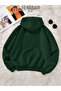 Forest Green Basic 3 Thread Hooded Sweatshirt Oversize Winter 100% Cotton - 2