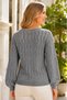Kadi Long Sleeve Balloon Sleeve V-Neck Buttoned Openwork Relaxed Fit Stylish Special Design Soft Textured Daily Anthracite Knitwear Cardigan - 3