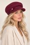 Women's Angora Furry Brooch Detail Hat in Burgundy - Wool Textured
