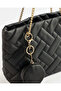 Women Black Quilted Tote Bag with Coin Pouch - 2