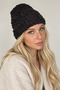 Hand Knitted Women's Beanie Winter Warm Stylish Floral Detail Black - 3
