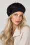 Women's Angora Fur Hat with Stone Brooch Detail - Flexible Soft Texture Inside Fleece Black - 3