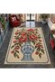 Eta Vintage Floral Vase Pattern Woven Base Decorative Carpet Eta4272 - 3
