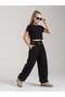 Girl's Wide-Leg Sweatpants with Chain and Belt Detail