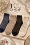 Miss Madam 4 Pairs Women's Stone Detailed Cotton Tulle Socks - 6