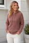 Women's Hooded Long Sleeve Lace-Up Soft Textured Woven Detailed Comfortable Stylish Casual Elegant Cinnamon Knitwear Sweater - 5