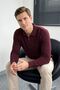 Men's Zippered Polo Neck White Sweater Knitwear Embossed Knit Solid Color Classic Fit - 5240F - 3