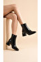 Leather Zippered Heel Detailed Short Simple Classic Boots Bootie - 2