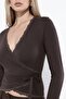 Double-Breasted Lace Detailed Crop Soft Knitted Blouse - 4