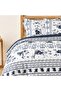 Navy Double - Elastic Sheets - Cotton Duvet Cover Set - 4