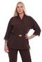 Plus Size Gold Buckle Belted Lace Detailed Long-Sleeved Thick Fabric Double Set - 3