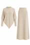 Asymmetrical Cut Casual Sweater Knitwear Two-Piece Set Beige 9489-Tk - 7