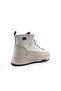 Genuine Leather 4 cm Sole Height Ankle Beige Color Women's Sneaker Shoes - 2