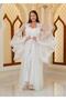 Special Design Elegant Rose Detailed 2-Piece Long Dressing Gown Nightgown Set (Boxed)