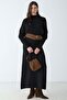 Asymmetrical Cut Casual Sweater Knitwear Double Set Black 9489-Tk